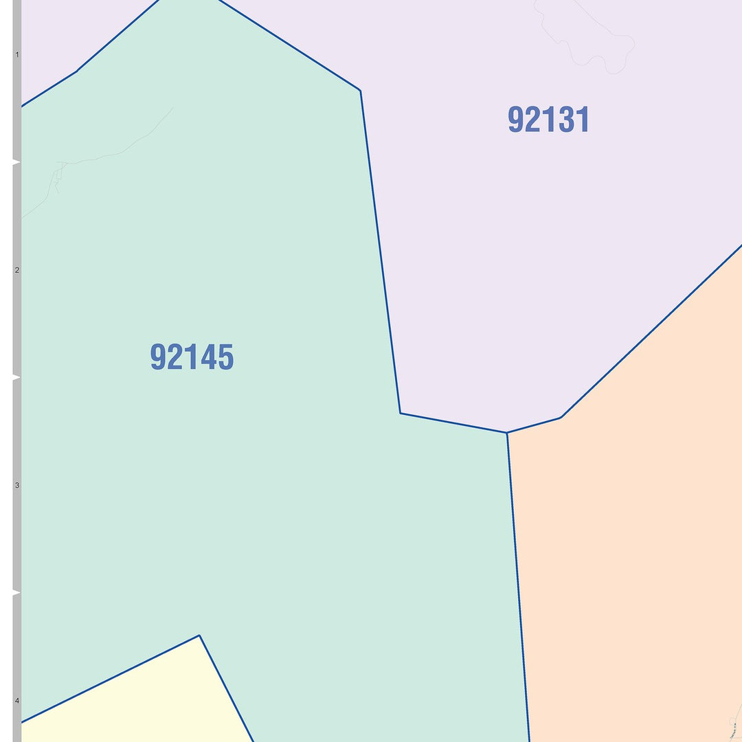 Color Cast Zip Code Style Wall Map of Santee, CA