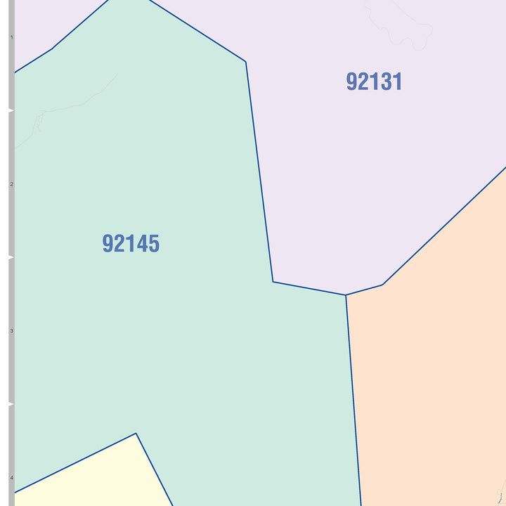 Color Cast Zip Code Style Wall Map of Santee, CA