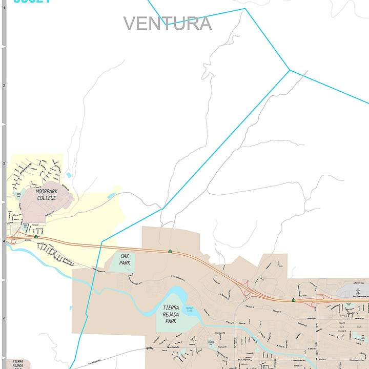 Premium Style Wall Map of Simi Valley, CA