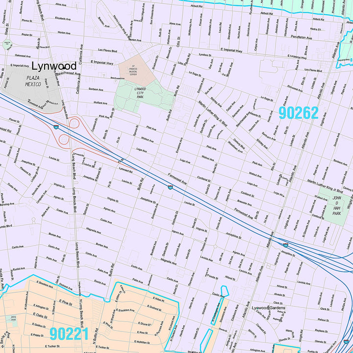 Premium Style Wall Map of Southgate, CA