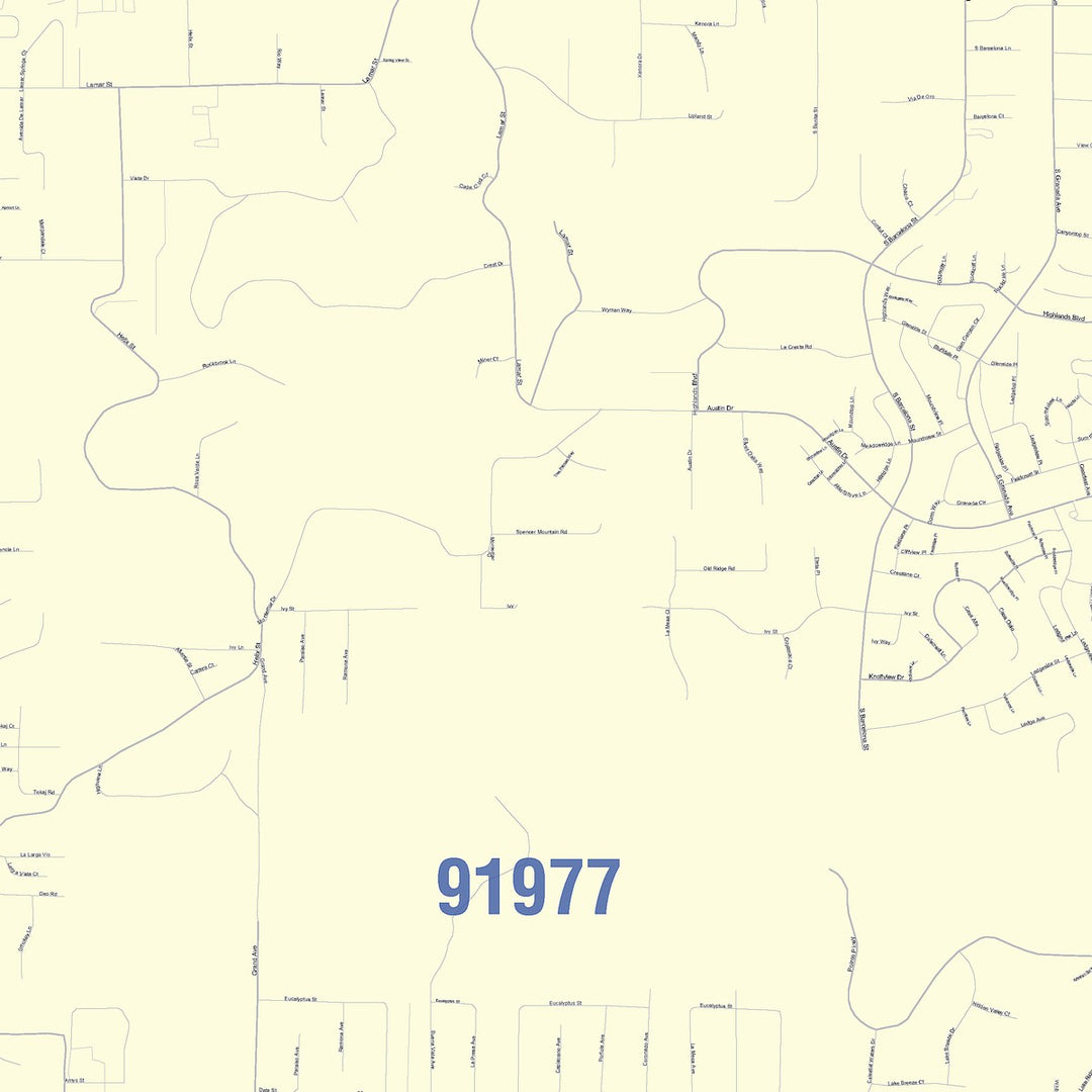 Color Cast Zip Code Style Wall Map of South Spring Valley, CA