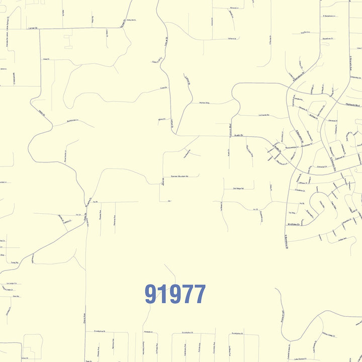 Color Cast Zip Code Style Wall Map of South Spring Valley, CA