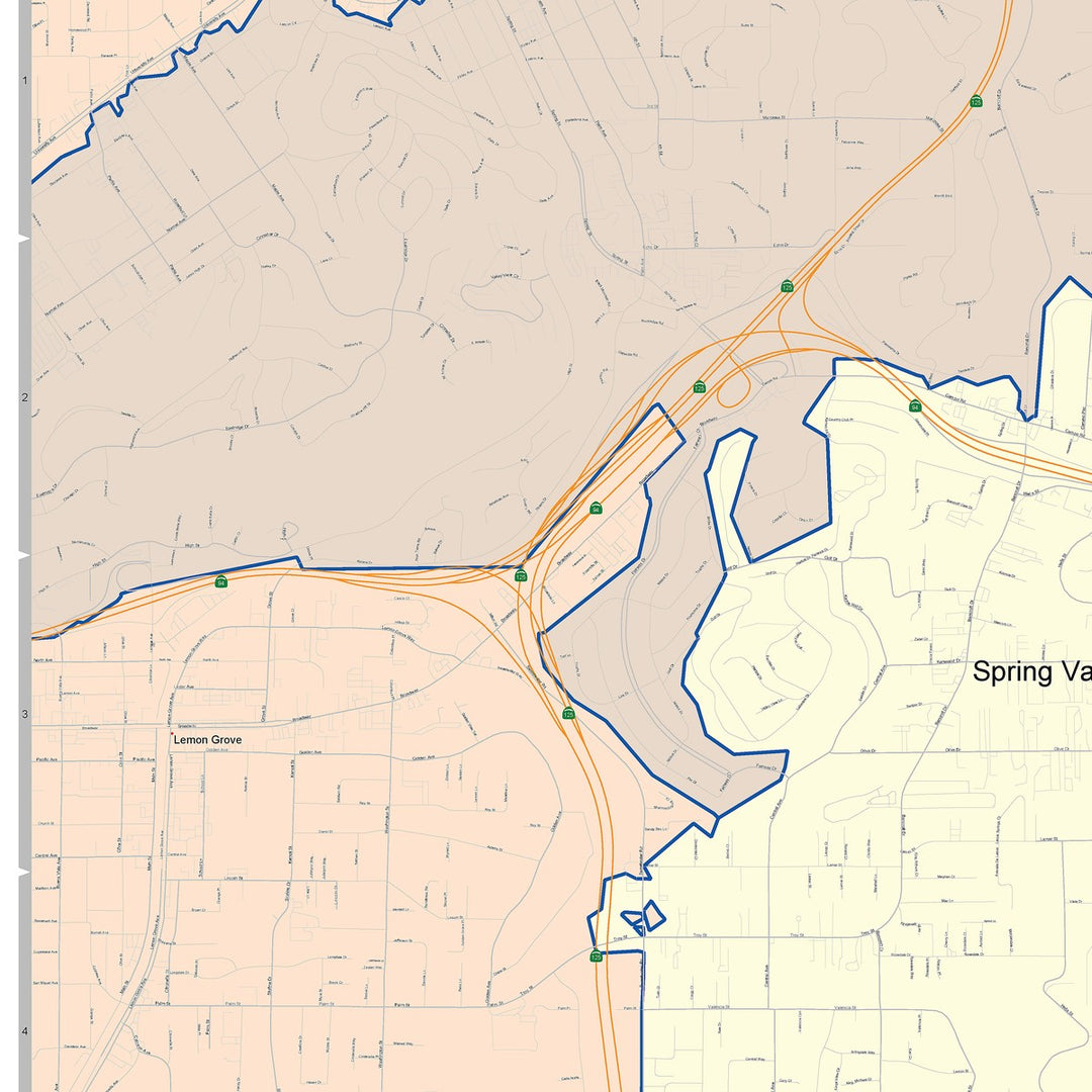Color Cast Zip Code Style Wall Map of South Spring Valley, CA