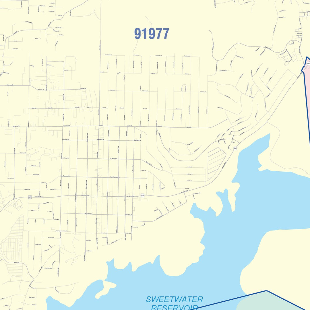 Color Cast Zip Code Style Wall Map of South Spring Valley, CA