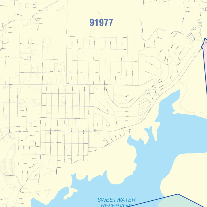 Color Cast Zip Code Style Wall Map of South Spring Valley, CA