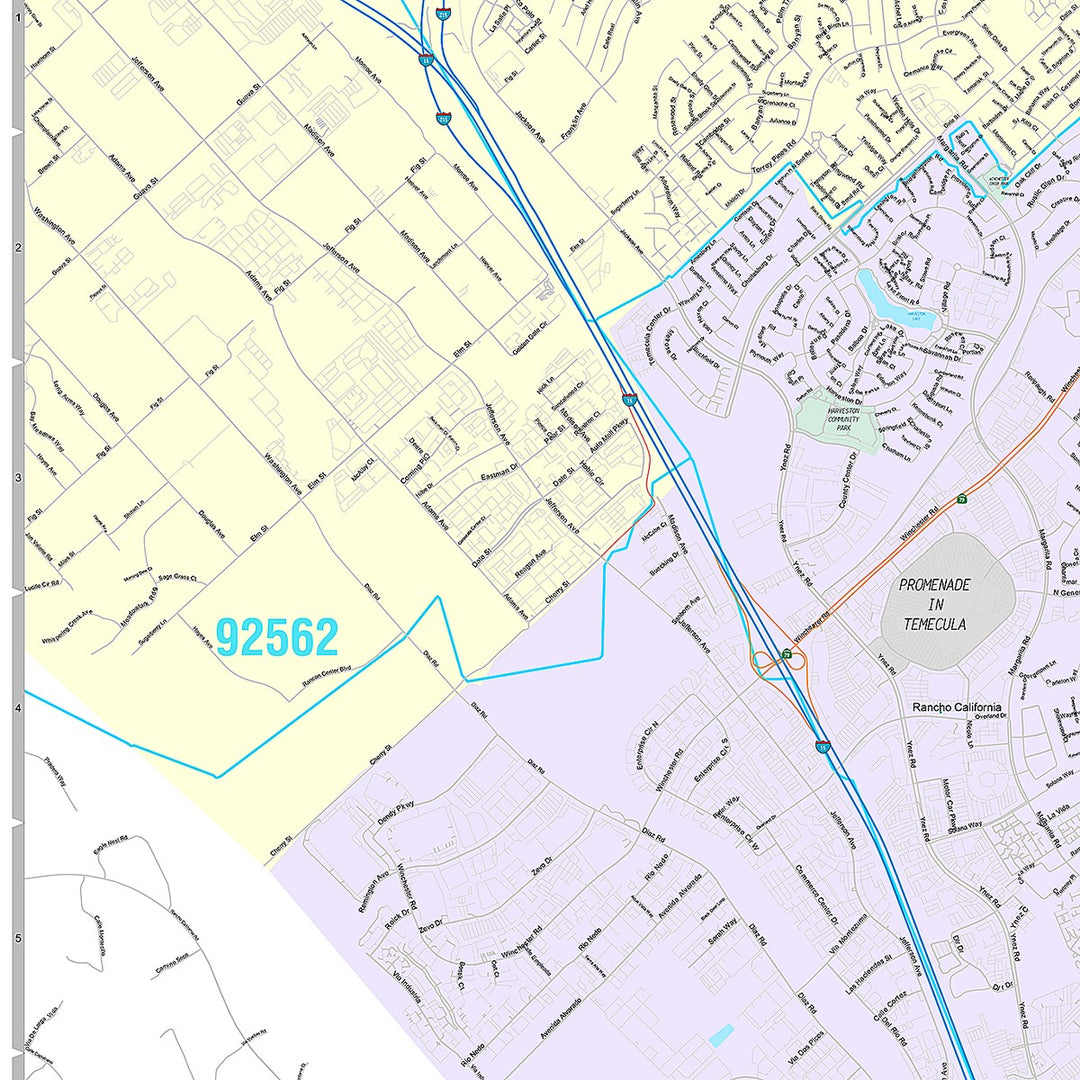 Premium Style Wall Map of Temecula, CA