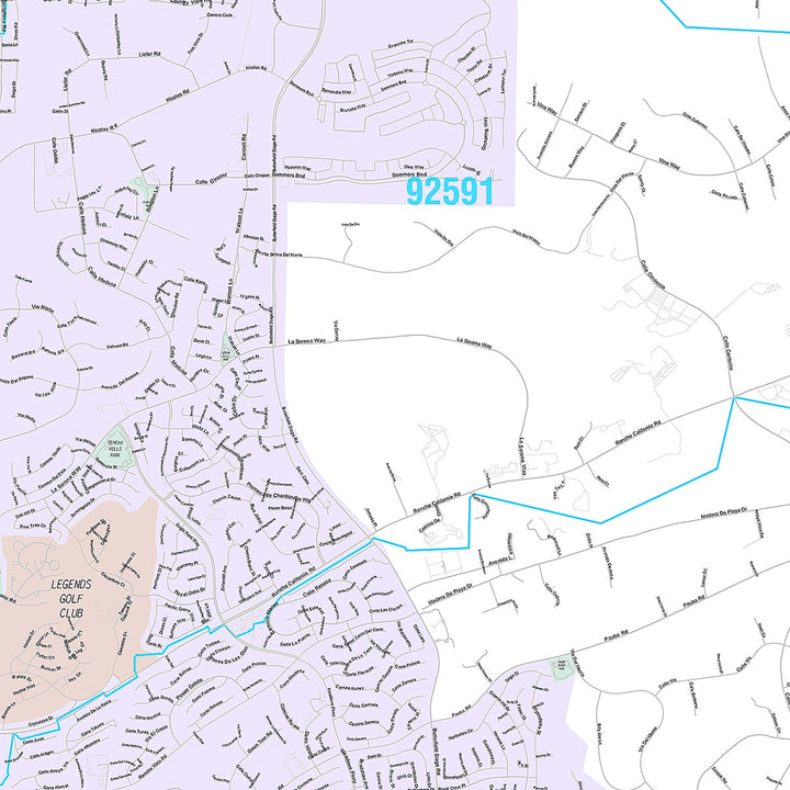 Premium Style Wall Map of Temecula, CA