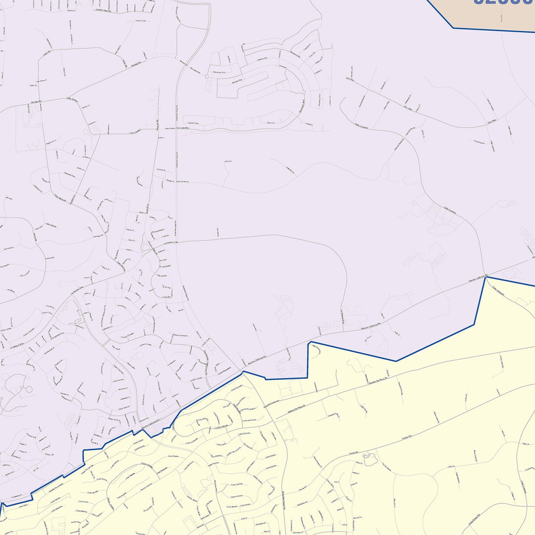 Color Cast Zip Code Style Wall Map of Temecula, CA