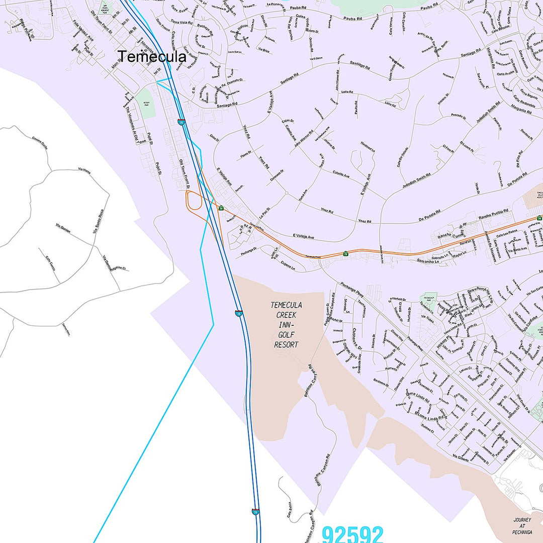 Premium Style Wall Map of Temecula, CA