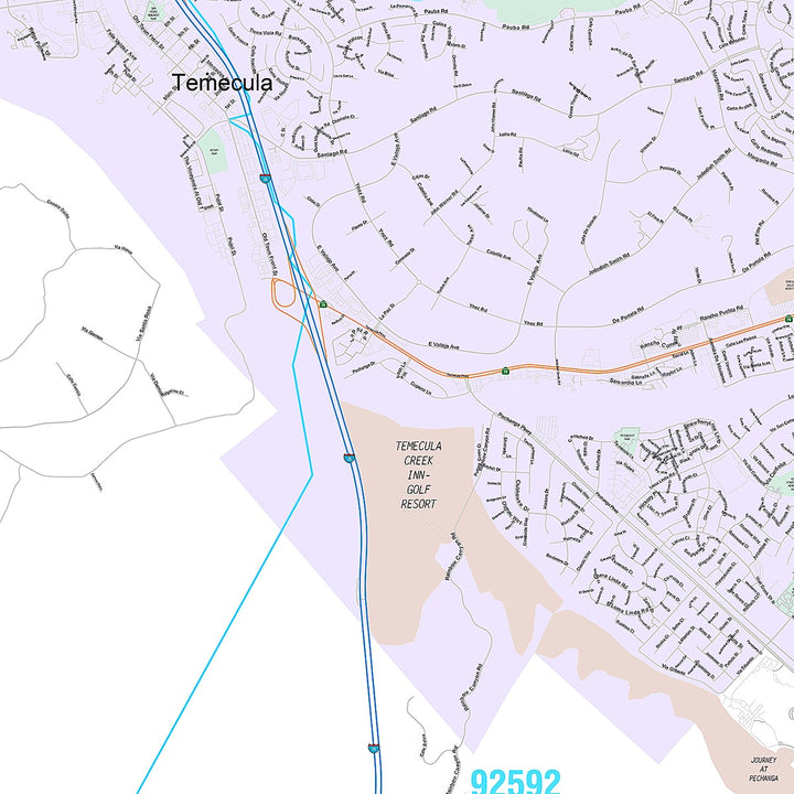 Premium Style Wall Map of Temecula, CA