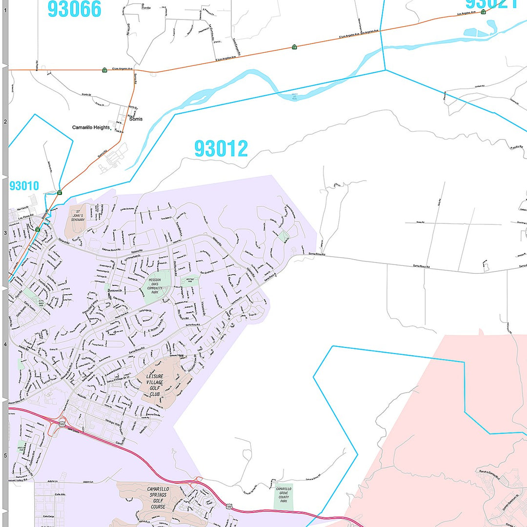 Premium Style Wall Map of Thousand Oaks, CA