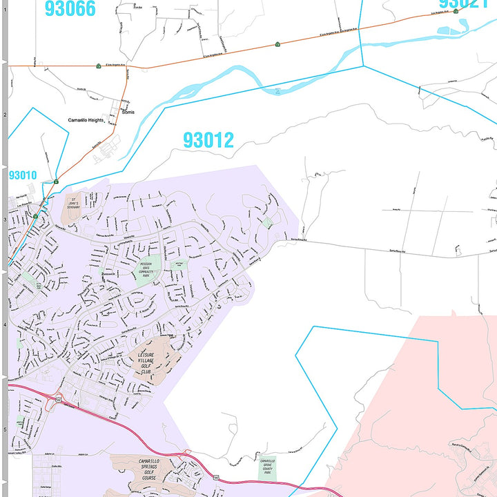 Premium Style Wall Map of Thousand Oaks, CA