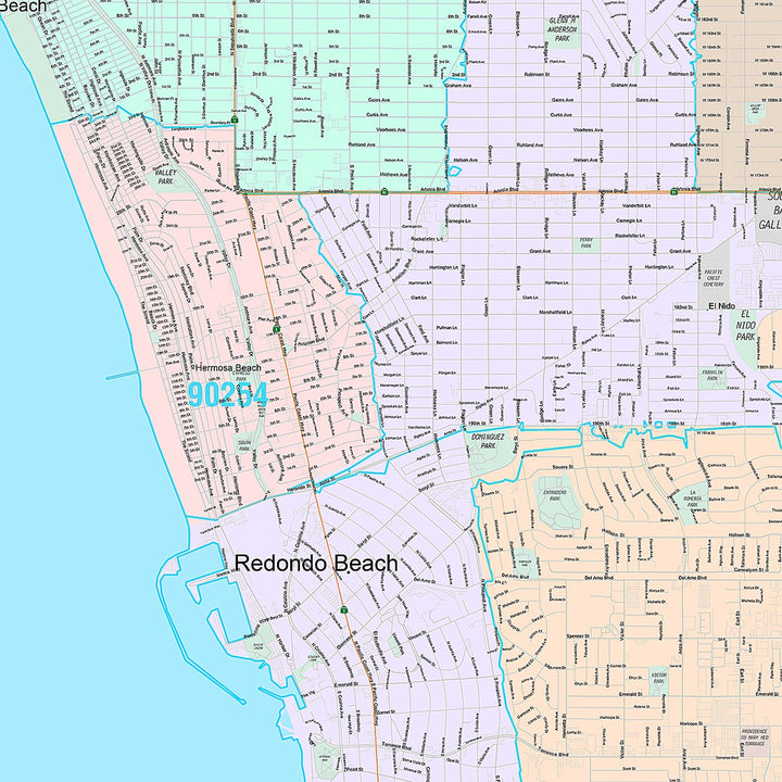 Premium Style Wall Map of Torrance, CA