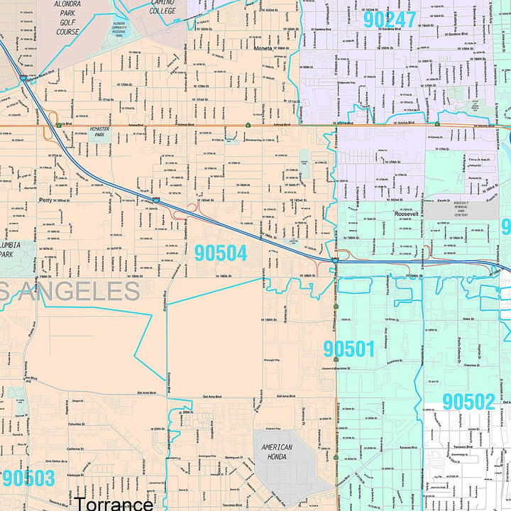 Premium Style Wall Map of Torrance, CA
