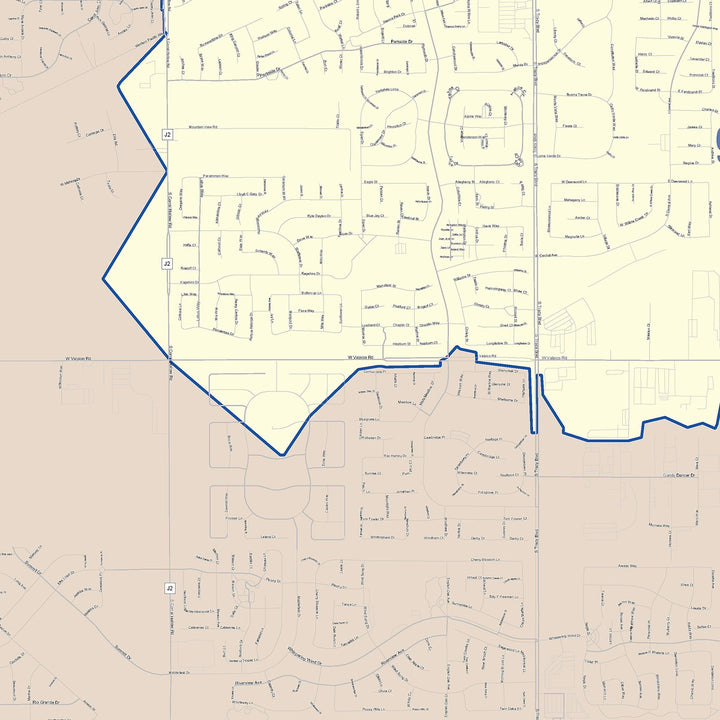 Color Cast Zip Code Style Wall Map of Tracy, CA