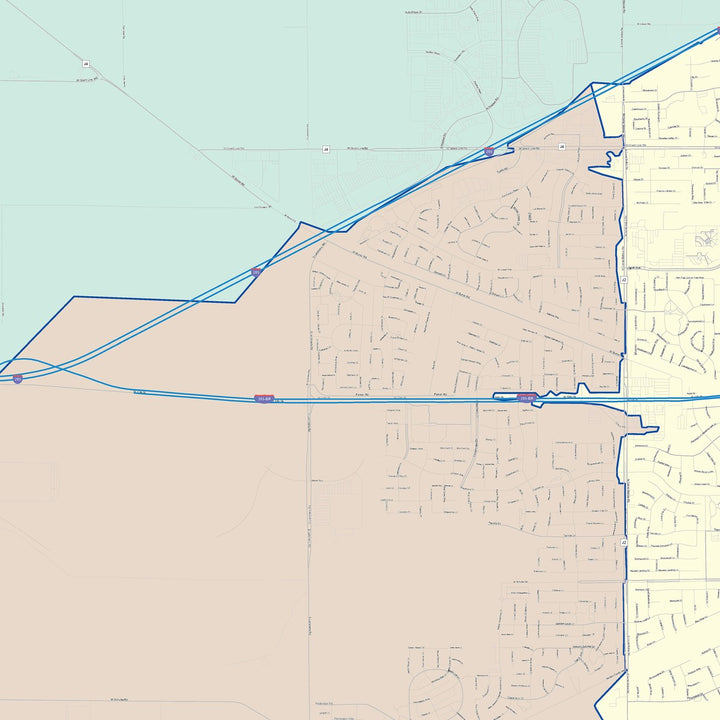 Color Cast Zip Code Style Wall Map of Tracy, CA