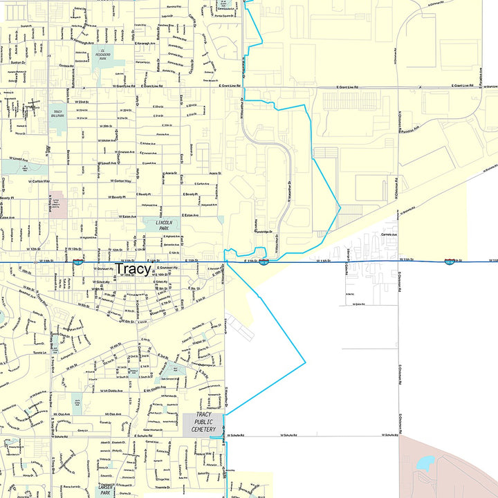 Premium Style Wall Map of Tracy, CA