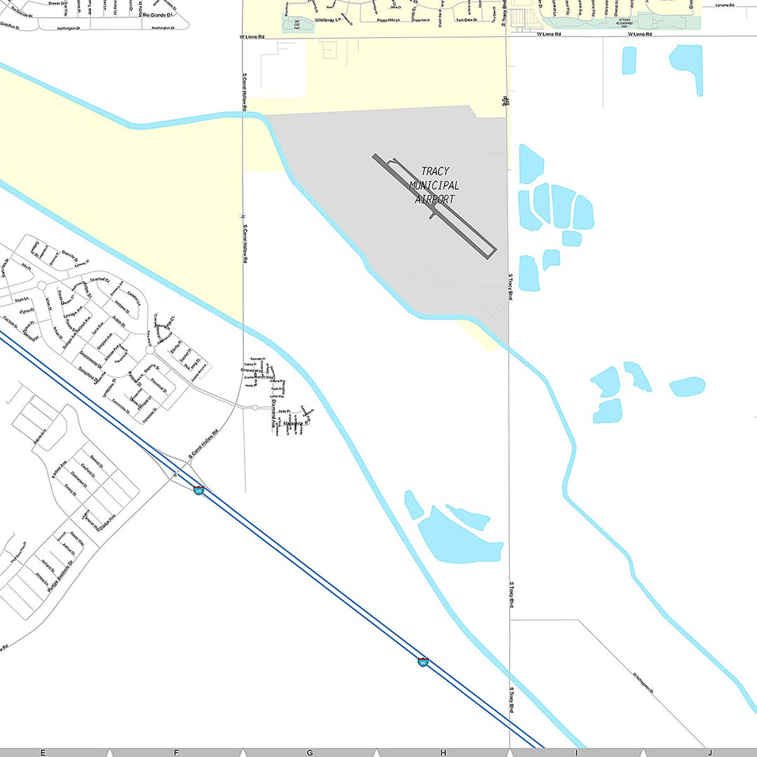 Premium Style Wall Map of Tracy, CA