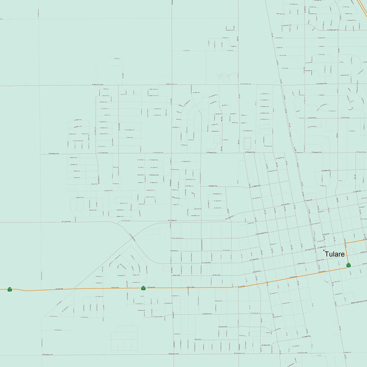 Color Cast Zip Code Style Wall Map of Tulare, CA