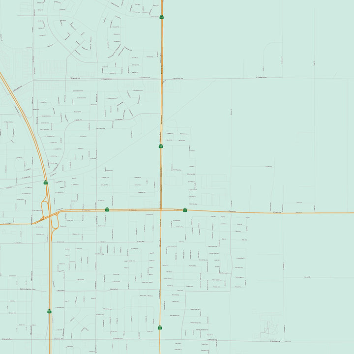 Color Cast Zip Code Style Wall Map of Tulare, CA