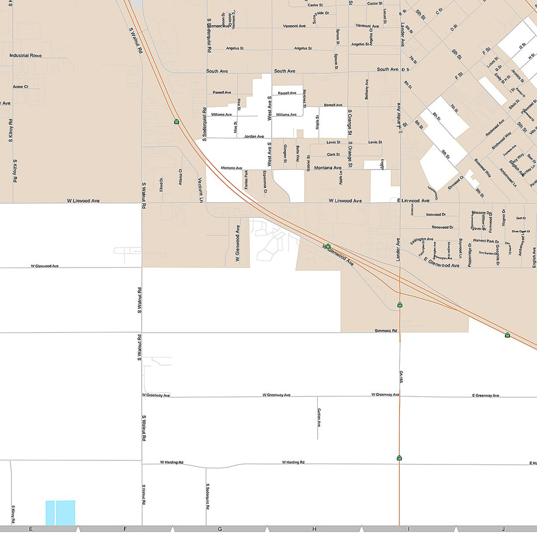 Premium Style Wall Map of Turlock, CA