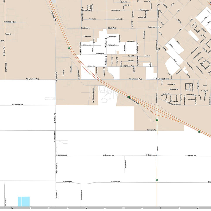 Premium Style Wall Map of Turlock, CA