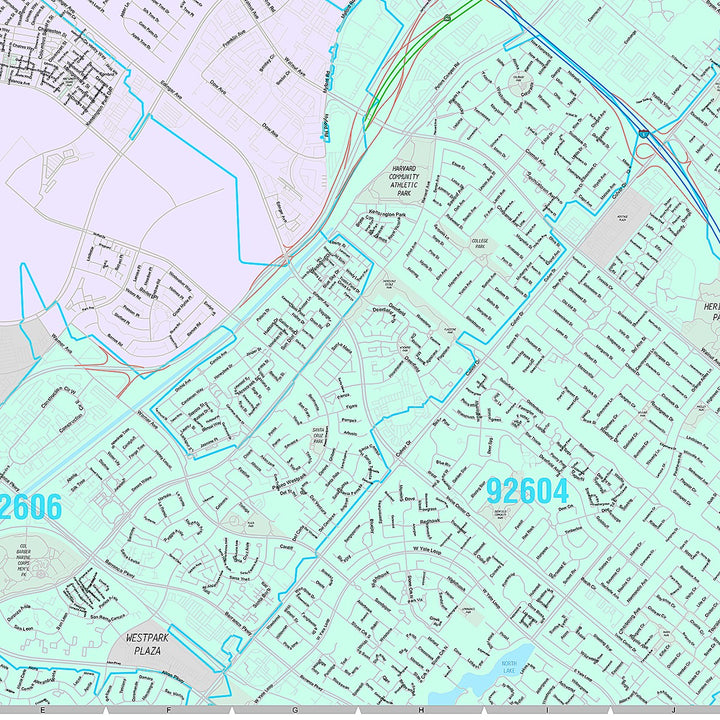 Premium Style Wall Map of Tustin, CA