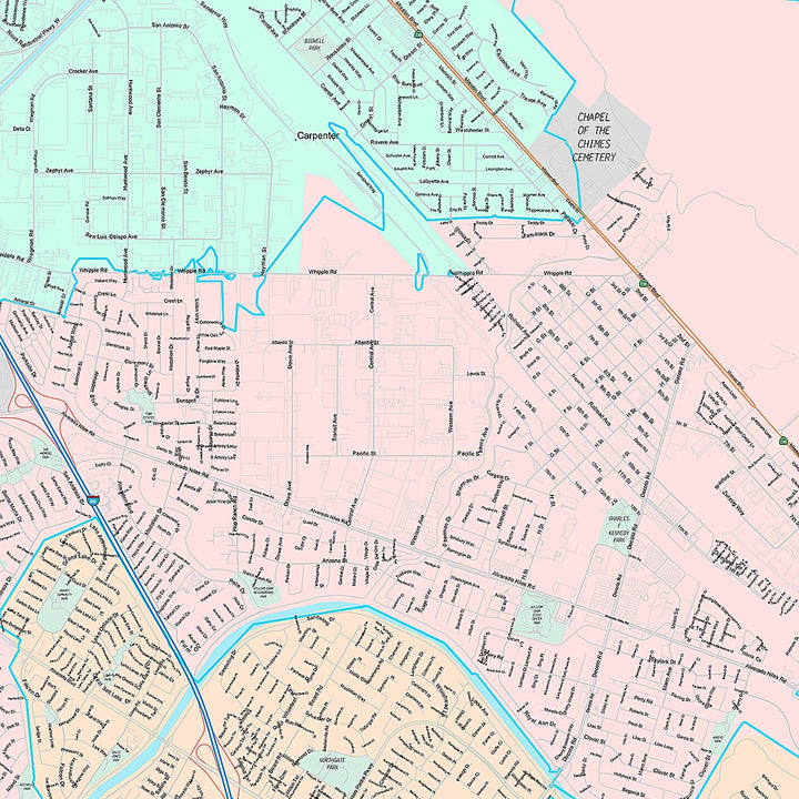 Premium Style Wall Map of Union City, CA