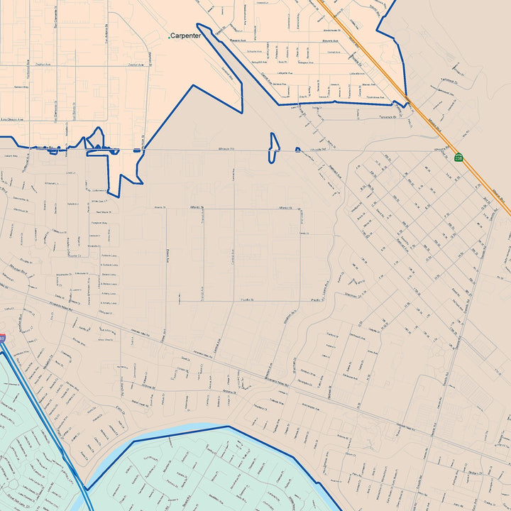 Color Cast Zip Code Style Wall Map of Union City, CA