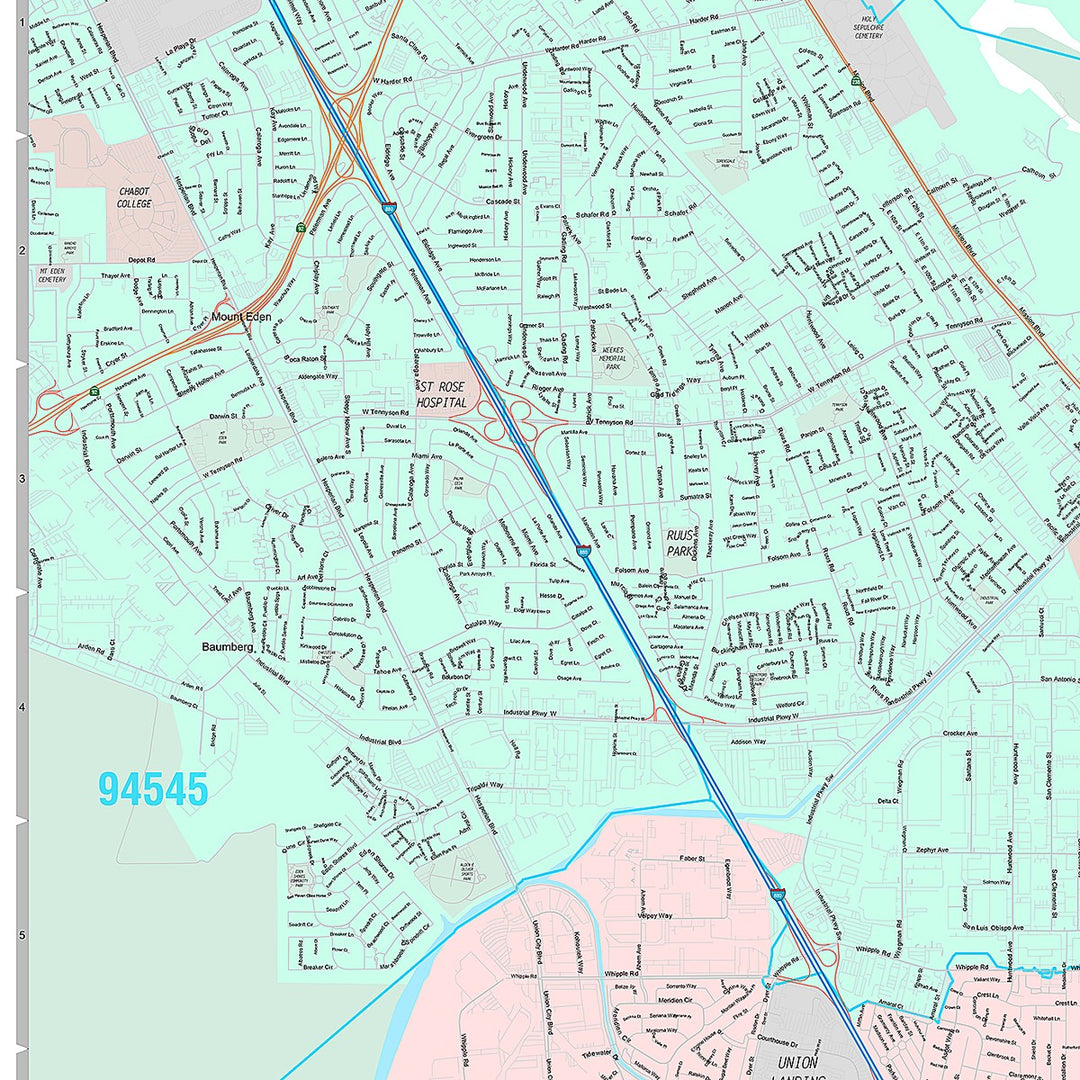 Premium Style Wall Map of Union City, CA