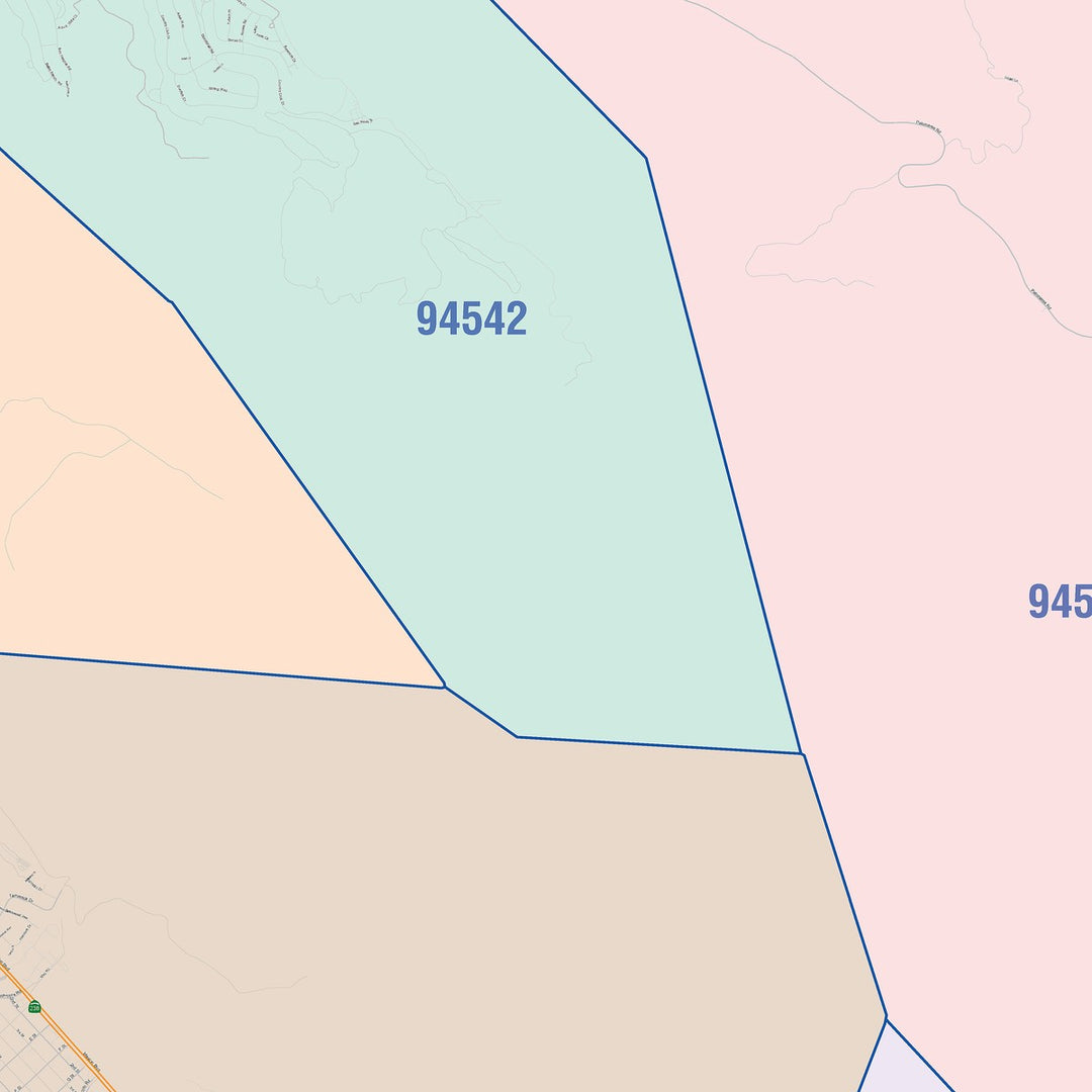 Color Cast Zip Code Style Wall Map of Union City, CA