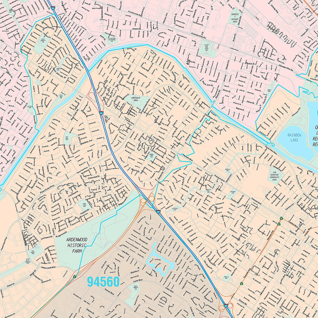 Premium Style Wall Map of Union City, CA