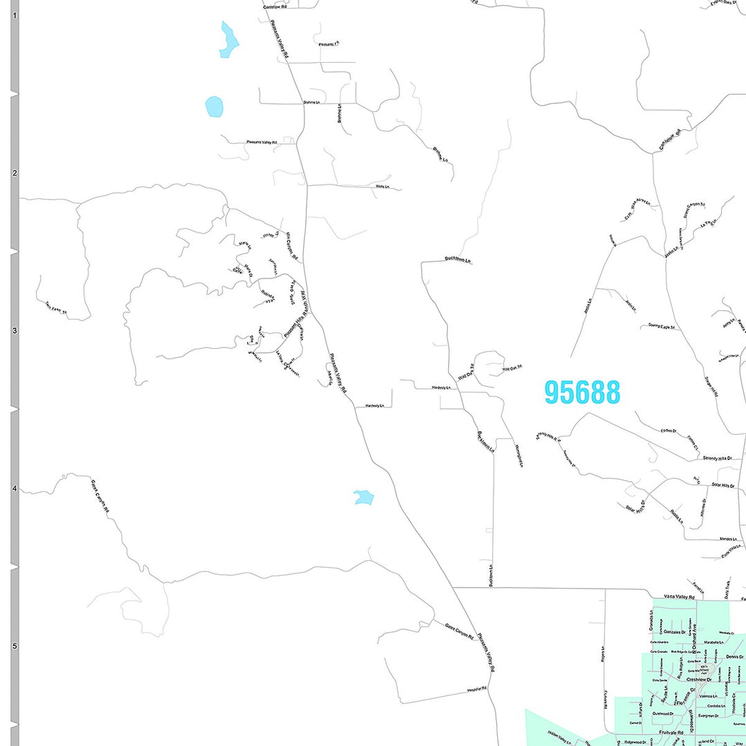 Premium Style Wall Map of Vacaville, CA
