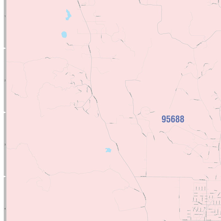 Color Cast Zip Code Style Wall Map of Vacaville, CA