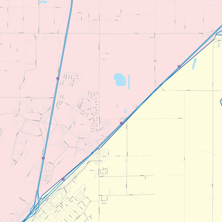 Color Cast Zip Code Style Wall Map of Vacaville, CA