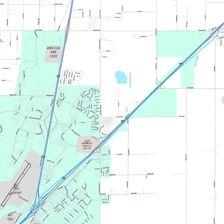 Premium Style Wall Map of Vallejo, CA