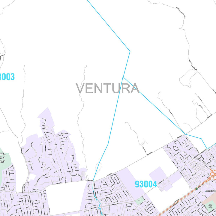 Premium Style Wall Map of Ventura, CA