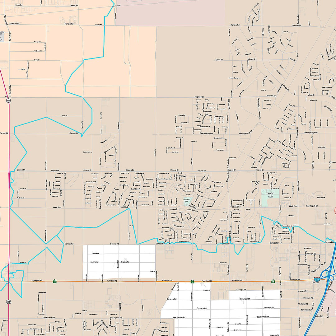 Premium Style Wall Map of Victorville, CA