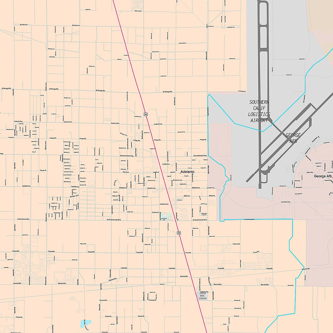 Premium Style Wall Map of Victorville, CA