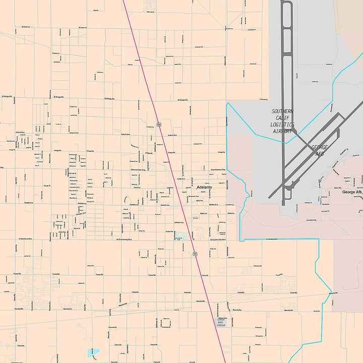 Premium Style Wall Map of Victorville, CA