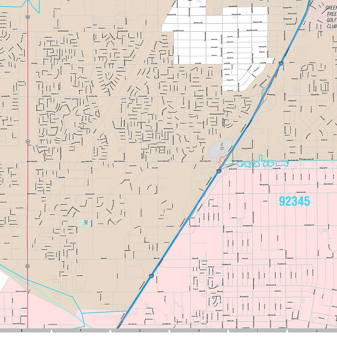 Premium Style Wall Map of Victorville, CA