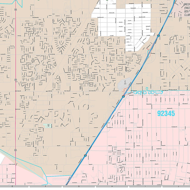 Premium Style Wall Map of Victorville, CA