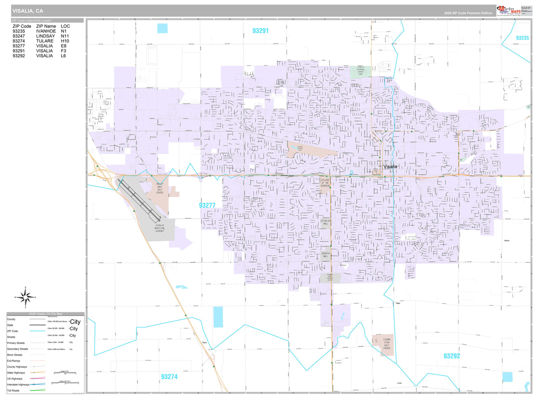 Premium Style Wall Map of Vista, CA