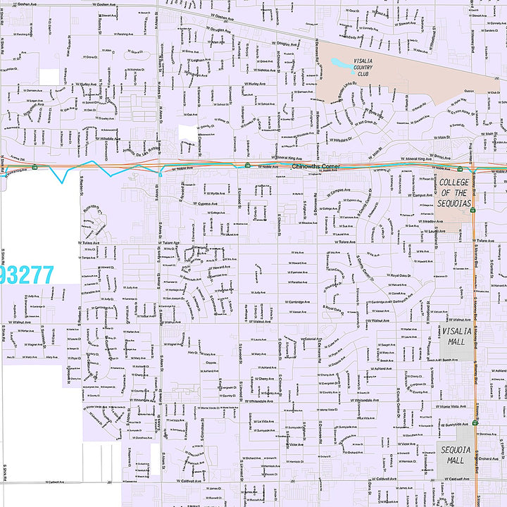 Premium Style Wall Map of Vista, CA