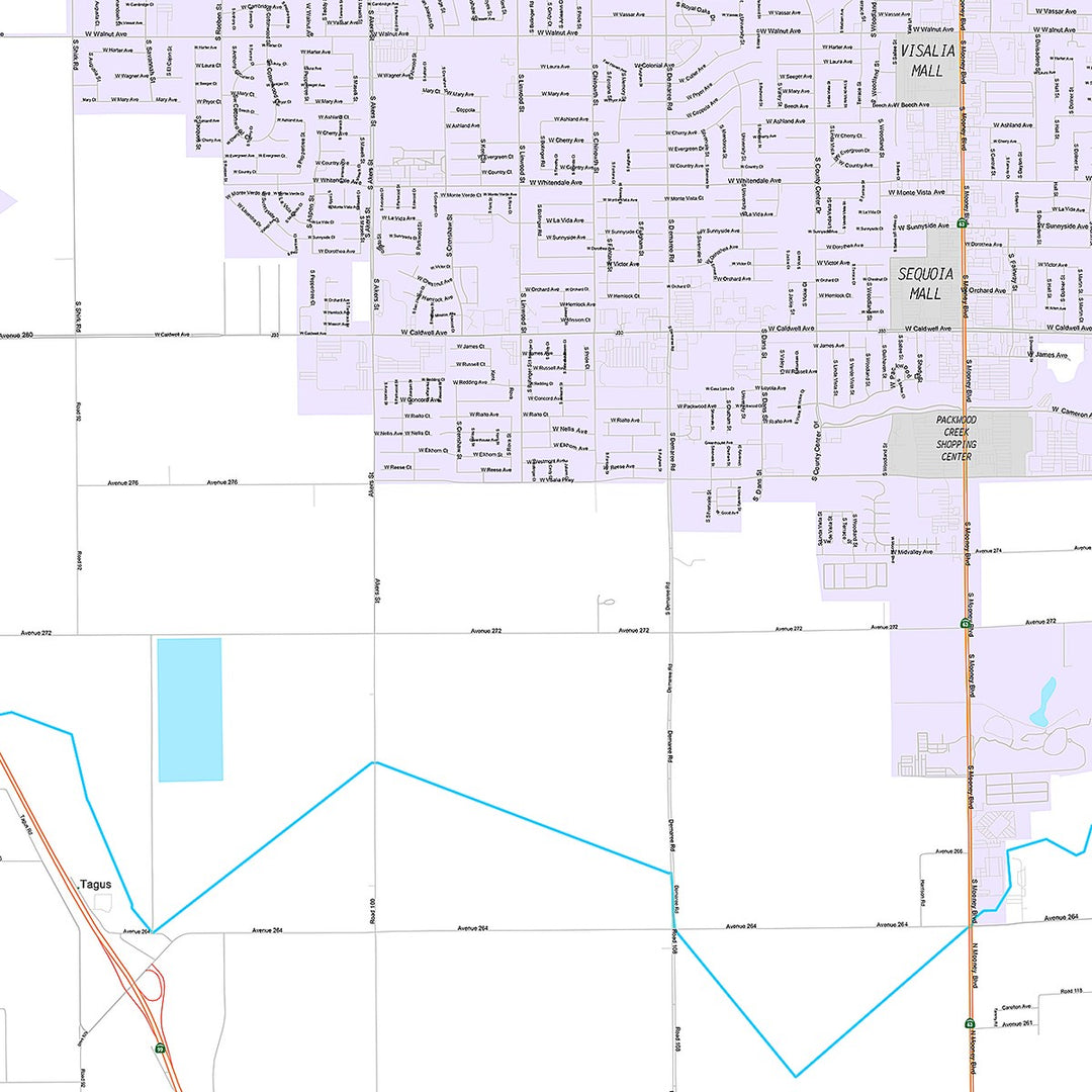 Premium Style Wall Map of Visalia, CA
