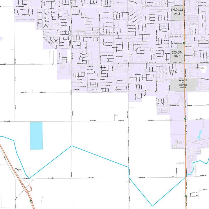 Premium Style Wall Map of Visalia, CA