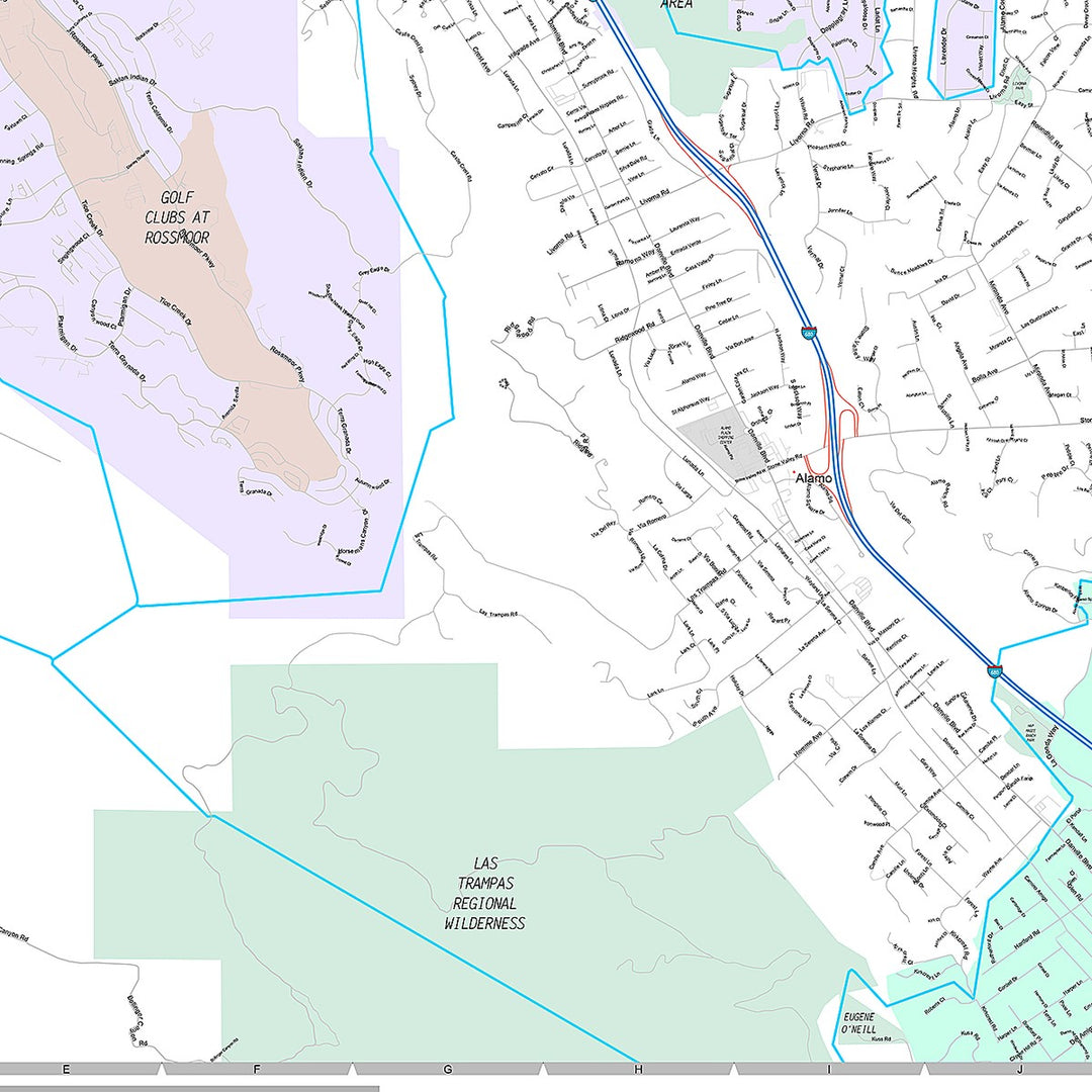 Premium Style Wall Map of Walnut Creek, CA
