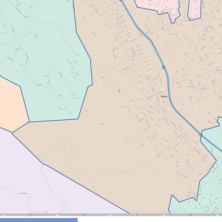 Color Cast Zip Code Style Wall Map of Walnut Creek, CA