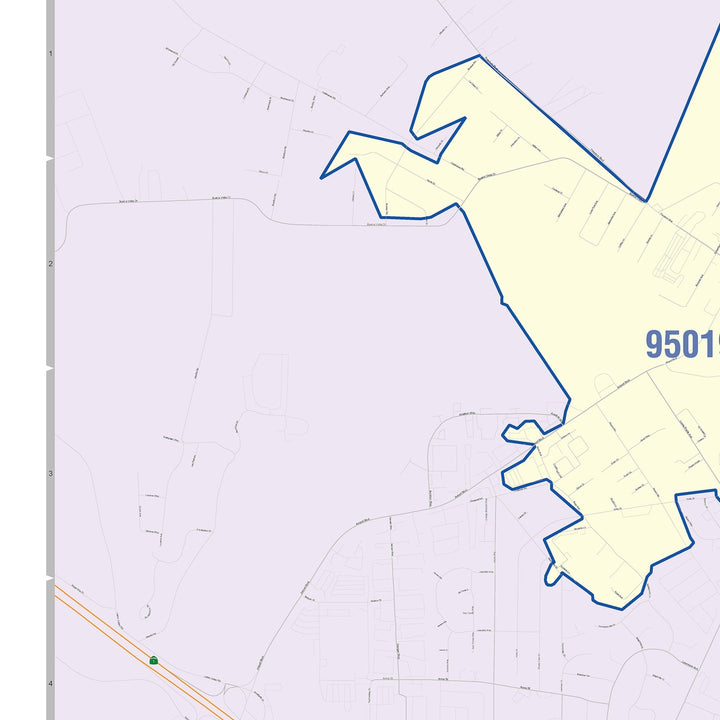 Color Cast Zip Code Style Wall Map of Watsonville, CA