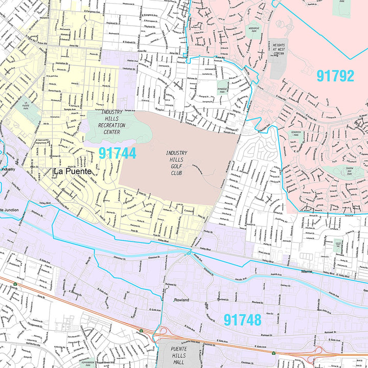 Premium Style Wall Map of West Covina, CA
